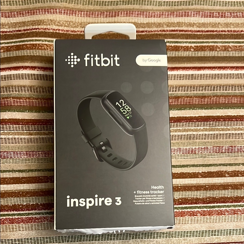 NIB. Fitbit Inspire 3 Health & Fitness Tracker in Black Case & Midnight Zen Band